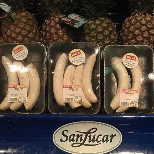 Pre-Peeled and Plastic-Wrapped Bananas