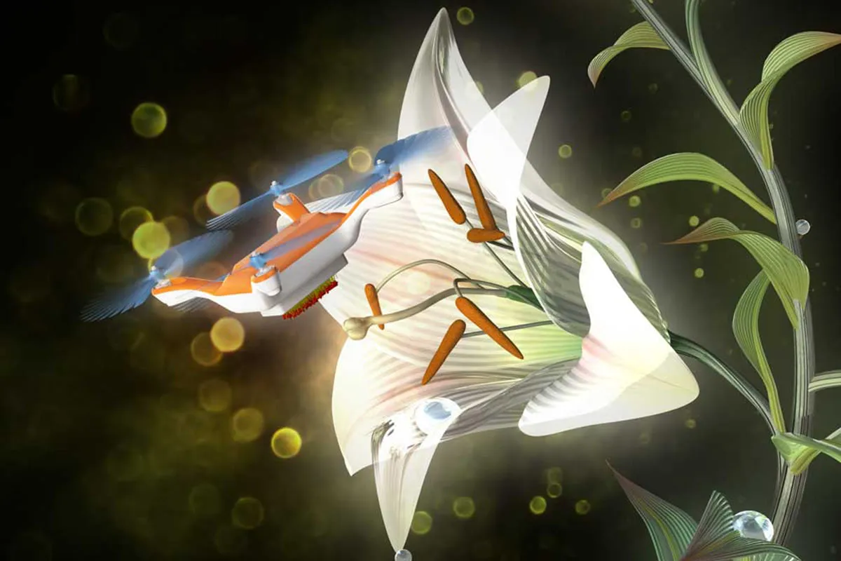 Robo-Bee Pollinated a Japanese Lily